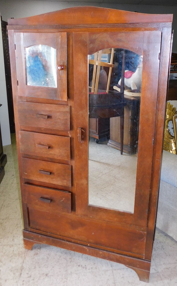 Walnut Chifforobe with Mirrored Doors (1 of 5)
