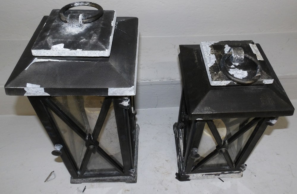 Two Painted Metal Lanterns - 7