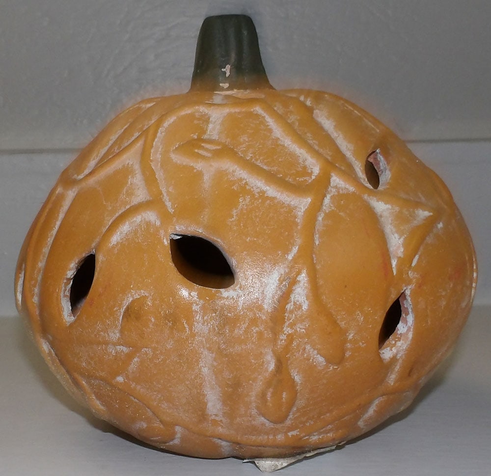 Painted Ceramic Pumpkin Lantern - 2