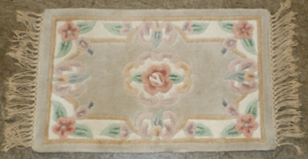1' 9" x 3' 6" Aubusson Rug: 1' 9" x 3' 6" Aubusson Rug . "ALL DESCRIPTIONS AND ANY CONDITION STATEMENT GIVEN BY LANGSTON AUCTION GALLERY ARE STRICTLY OPINIONS AND LANGSTON'S SHALL HAVE NO RESPONSIBILITY FOR ERRORS OR OMISSIONS.