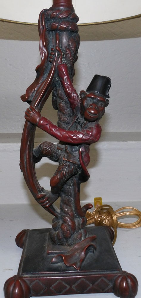 Painted Resin Monkey Lamp - 2