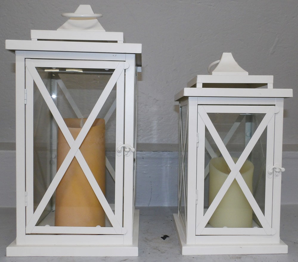 Two Painted Metal & Glass Lanterns (1 of 7)
