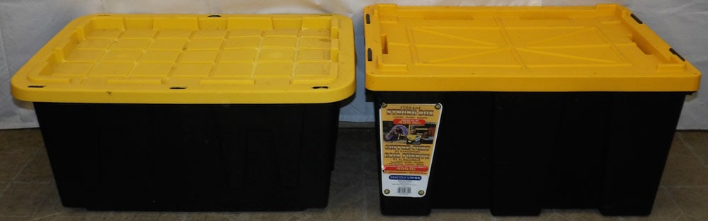 Two Storage Boxes with Lids: Two Storage Boxes with Lids . 15 1/2" H 29" W 19 1/2" D "ALL DESCRIPTIONS AND ANY CONDITION STATEMENT GIVEN BY LANGSTON AUCTION GALLERY ARE STRICTLY OPINIONS AND LANGSTON'S SHALL HAVE NO