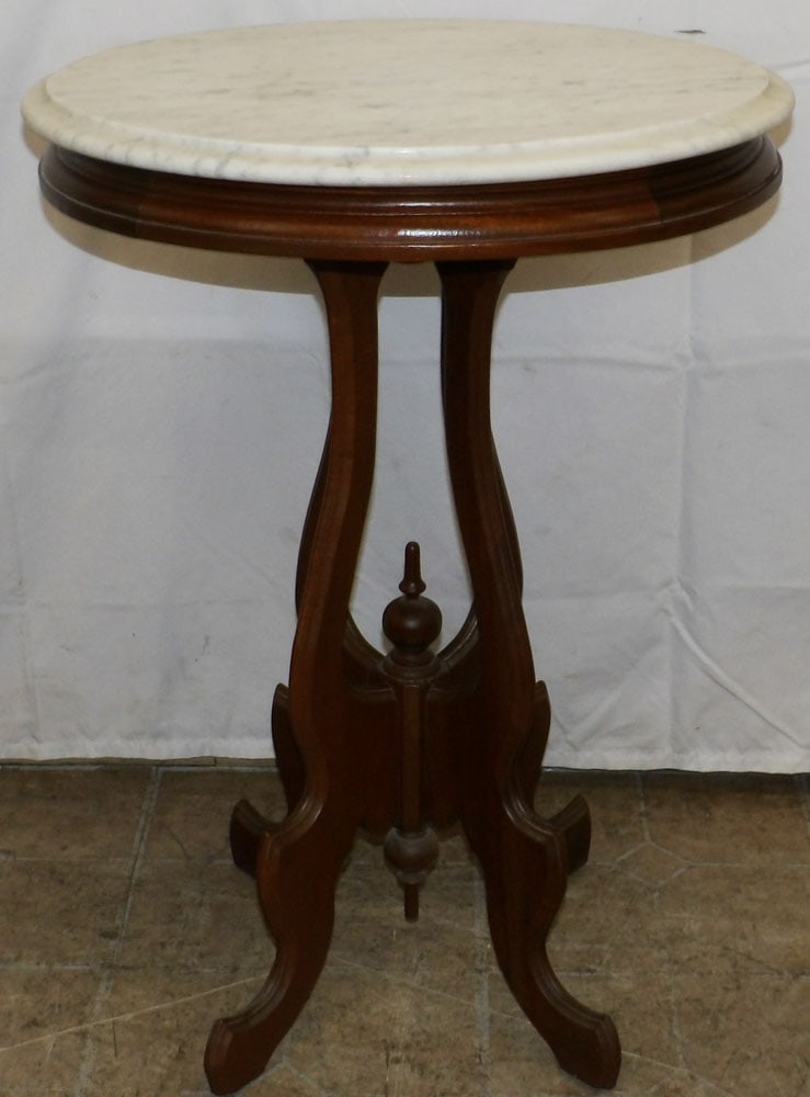 Antique Walnut Victorian Oval Marble Top Table (1 of 5)
