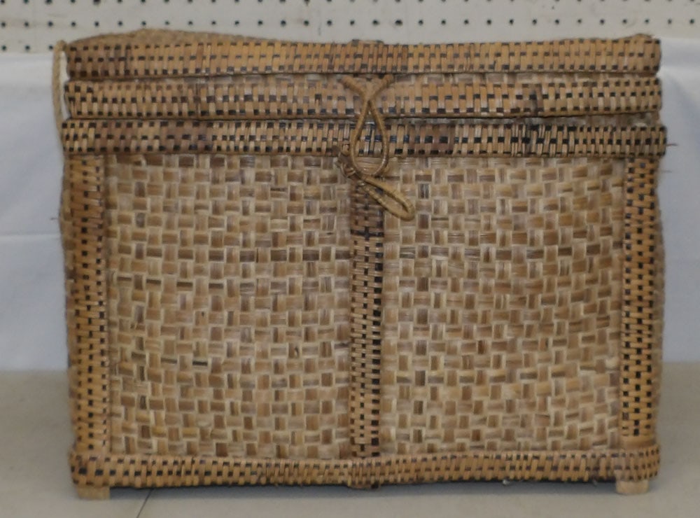 Modern Woven Two Handle Basket with Lid (1 of 5)