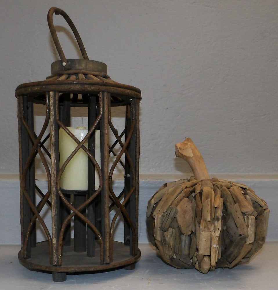 Driftwood Form Pumpkin & Rustic Style Candle Lantern (1 of 2)