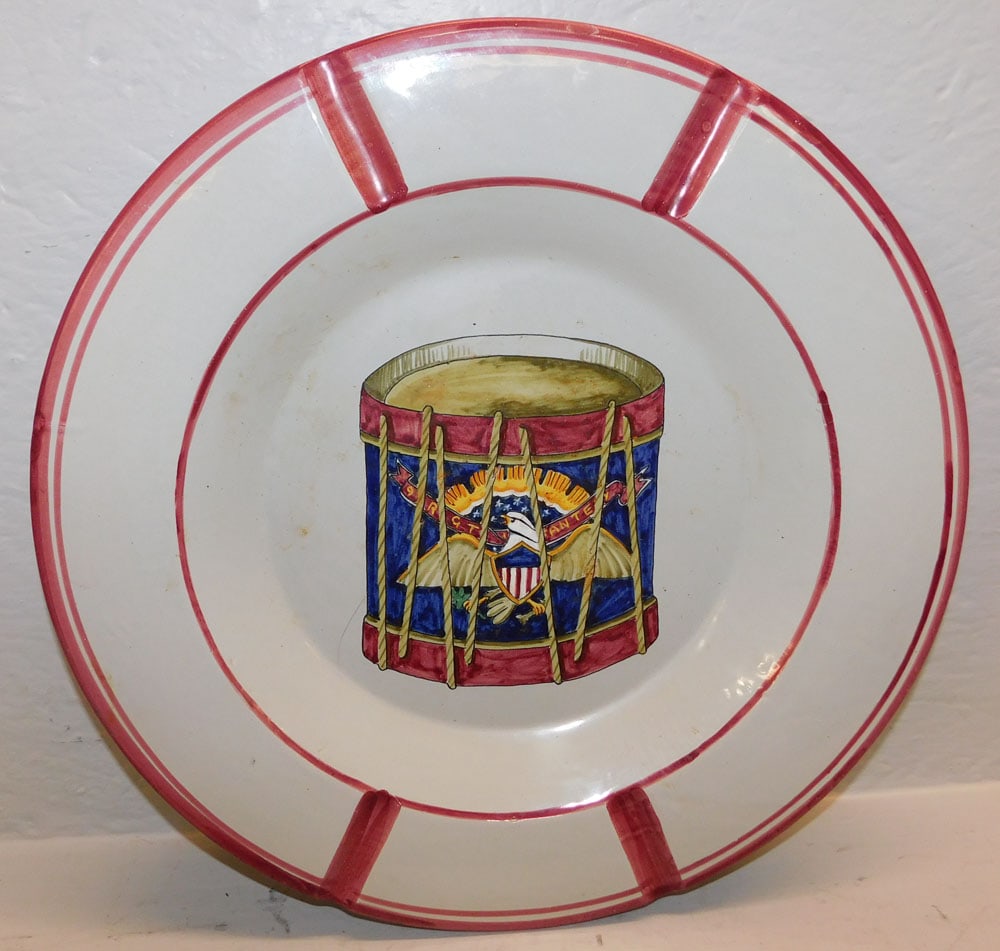 Painted Italian Polychrome Decorated Charger: Painted Italian Polychrome Decorated Charger. 15 1/2" Dia. "ALL DESCRIPTIONS AND ANY CONDITION STATEMENT GIVEN BY LANGSTON AUCTION GALLERY ARE STRICTLY OPINIONS AND LANGSTON'S SHALL HAVE NO