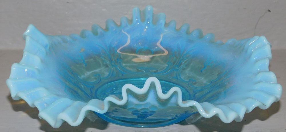 Blue Opalescent Bride's Basket (1 of 3)