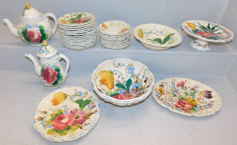 Thirty Three Piece Italian Polychrome Decorated Dessert Set (1 of 5)
