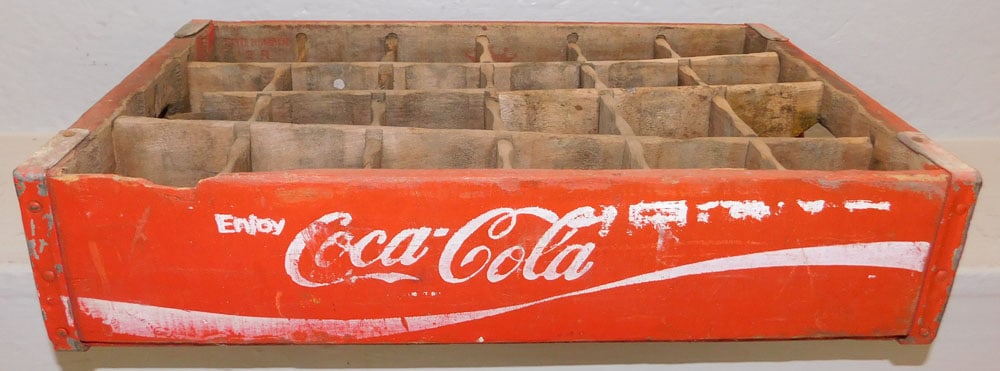 Vintage Painted Wood Coca Cola Tray: Vintage Painted Wood Coca Cola Tray . 18 1/4" x 9" "ALL DESCRIPTIONS AND ANY CONDITION STATEMENT GIVEN BY LANGSTON AUCTION GALLERY ARE STRICTLY OPINIONS AND LANGSTON'S SHALL HAVE NO RESPONSIBILITY FOR