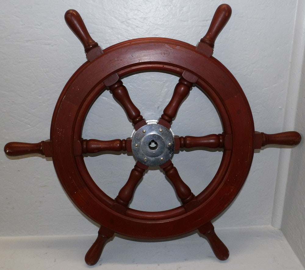 Mahogany Ship's Wheel (1 of 3)