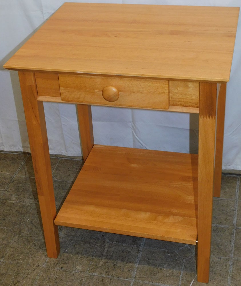 Modern Bleach Mahogany Two Tier One Drawer Stand: Modern Bleach Mahogany Two Tier One Drawer Stand . 29" H 23 1/4" W 20 1/4" D "ALL DESCRIPTIONS AND ANY CONDITION STATEMENT GIVEN BY LANGSTON AUCTION GALLERY ARE STRICTLY OPINIONS AND LANGSTON'S SHALL 