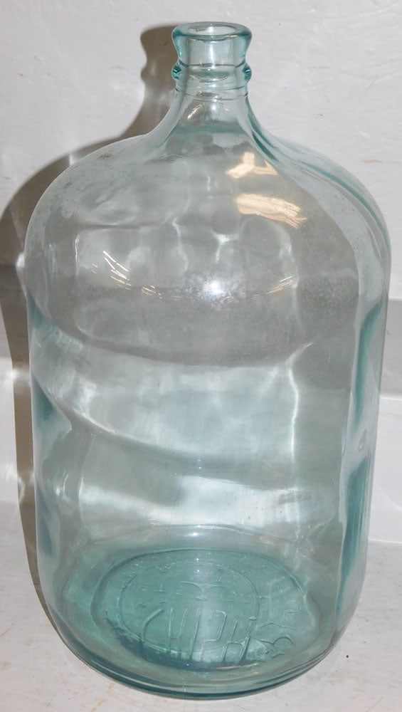 Vintage Five Gallon Glass Water Jug by Crisa: Vintage Five Gallon Glass Water Jug by Crisa . 19 1/2" H 10" Dia. "ALL DESCRIPTIONS AND ANY CONDITION STATEMENT GIVEN BY LANGSTON AUCTION GALLERY ARE STRICTLY OPINIONS AND LANGSTON'S SHALL HAVE NO