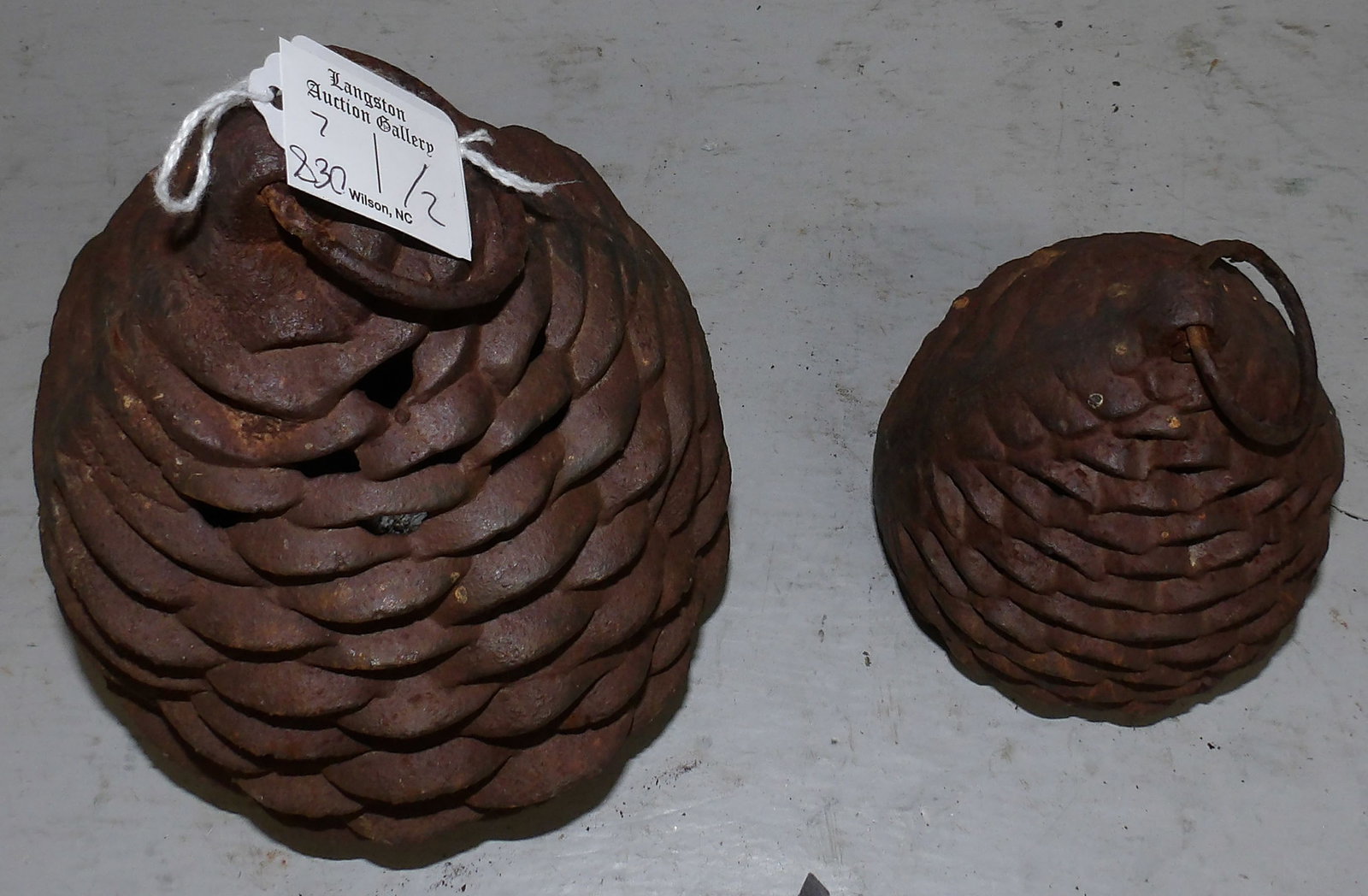 Two Cast Iron Pine Cone Form Lanterns - 3