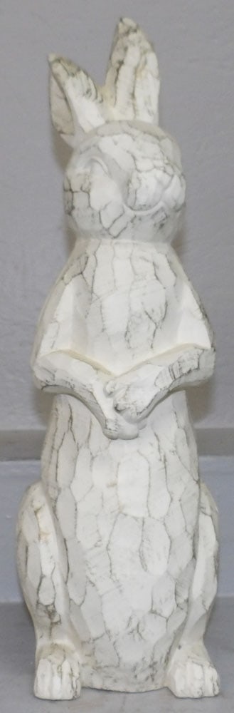 Painted Resin Decorative Bunny: Painted Resin Decorative Bunny . 22" H 6 1/2" W "ALL DESCRIPTIONS AND ANY CONDITION STATEMENT GIVEN BY LANGSTON AUCTION GALLERY ARE STRICTLY OPINIONS AND LANGSTON'S SHALL HAVE NO RESPONSIBILITY FOR