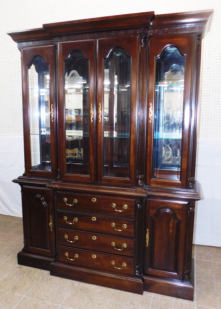 Mahogany & Glass Door Two Piece China Cabinet by Kincaid (1 of 13)