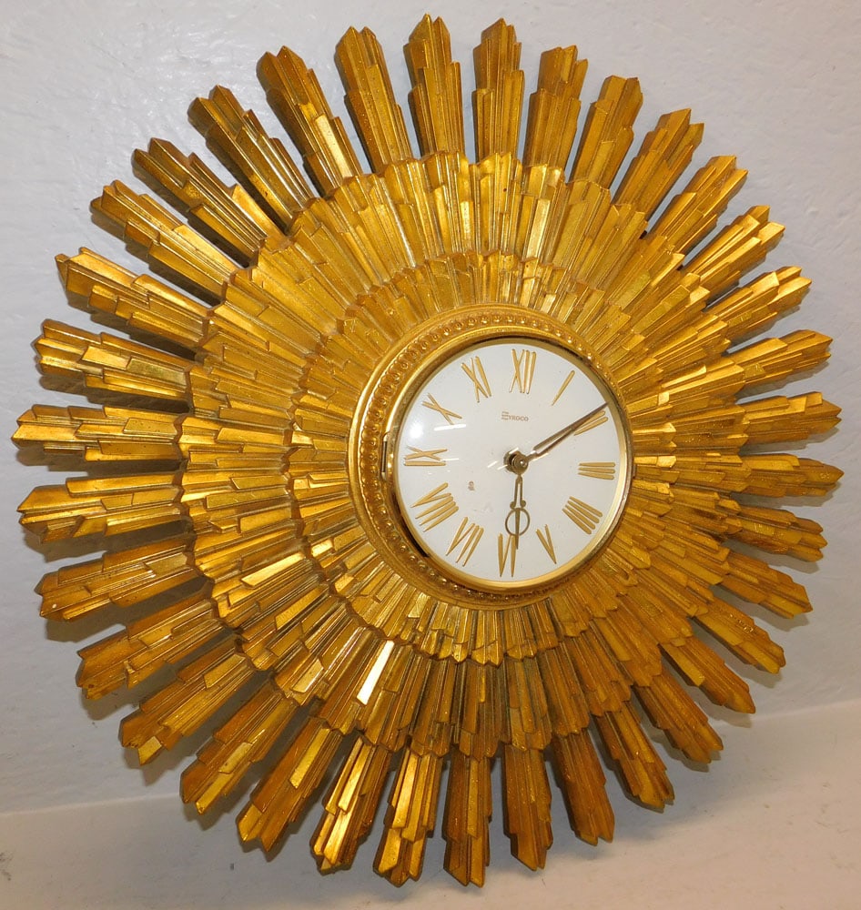 Mid Century Modern Gilded Wall Clock (1 of 4)