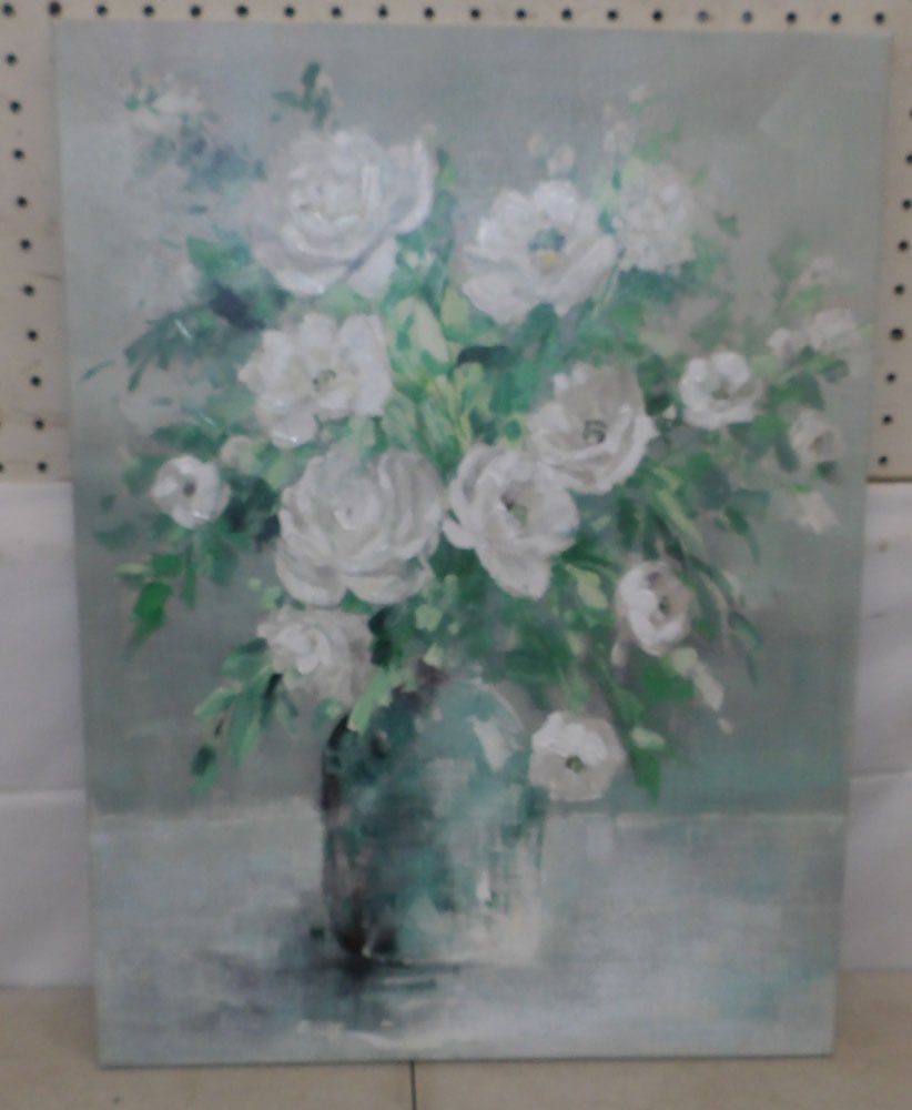 Oil on Canvas Still Life of Roses: Oil on Canvas Still Life of Roses. 24 1/4" x 18" "ALL DESCRIPTIONS AND ANY CONDITION STATEMENT GIVEN BY LANGSTON AUCTION GALLERY ARE STRICTLY OPINIONS AND LANGSTON'S SHALL HAVE NO RESPONSIBILITY FOR