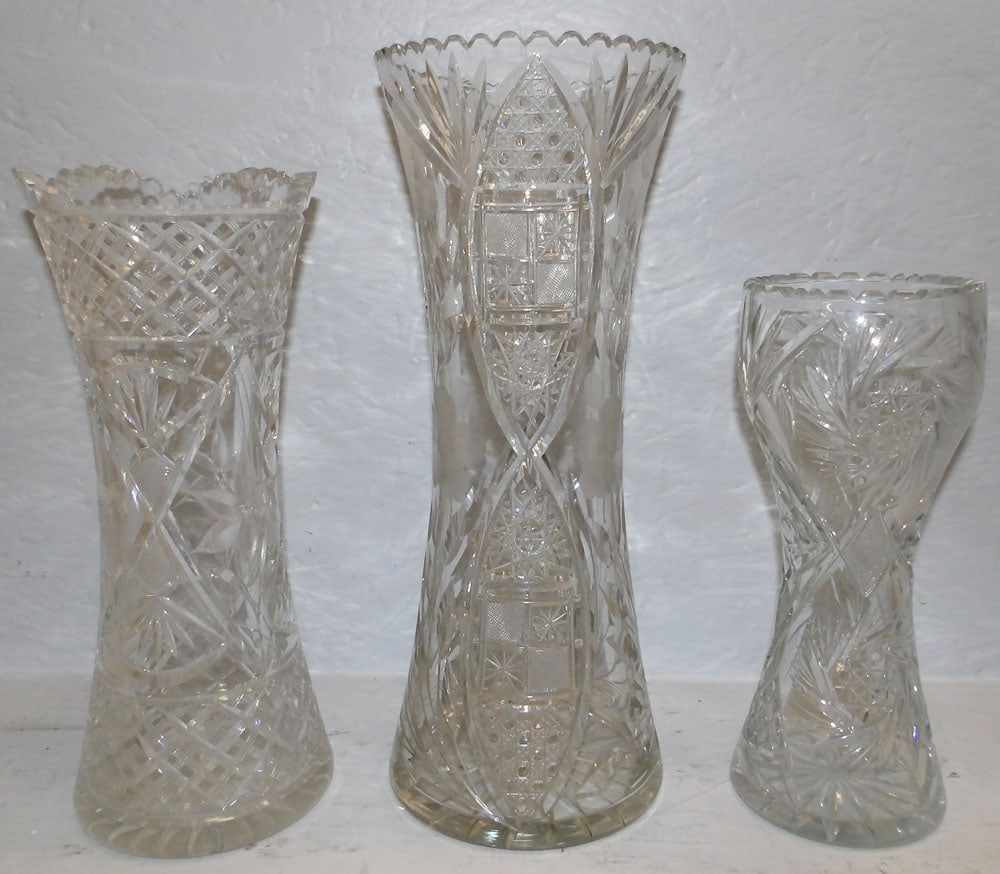Three Cut Glass Vases (1 of 3)