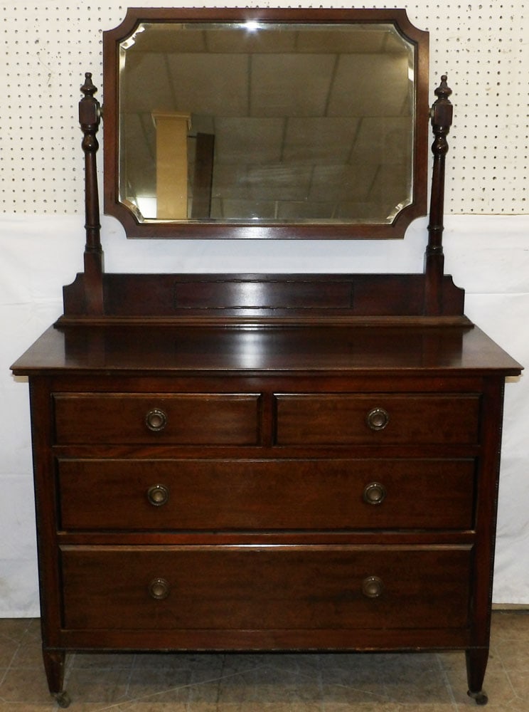 Antique Walnut Dresser with Mirror (1 of 5)