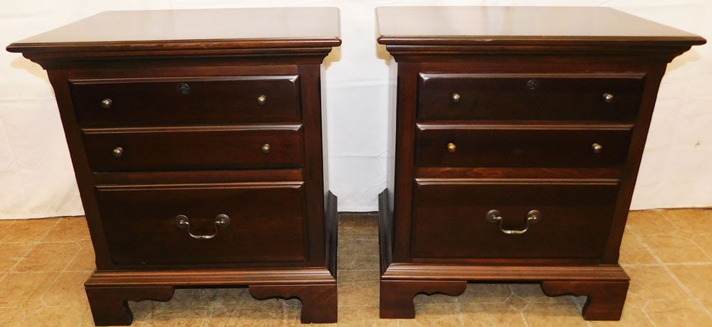 Pair of Cherry Three Drawer Night Stands by Sumter Cabinet Co. (1 of 7)