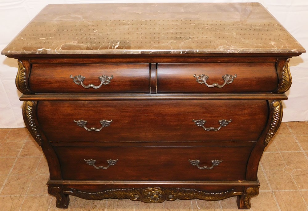 Painted Two Over Two Marble Top Commode: Painted Two Over Two Marble Top Commode . 36 1/2" H 41 1/4" W 20 1/2" D "ALL DESCRIPTIONS AND ANY CONDITION STATEMENT GIVEN BY LANGSTON AUCTION GALLERY ARE STRICTLY OPINIONS AND LANGSTON'S SHALL HAVE 