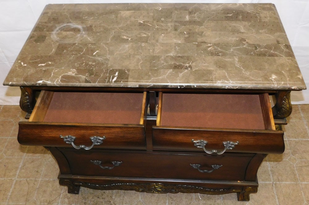 Painted Two Over Two Marble Top Commode - 5