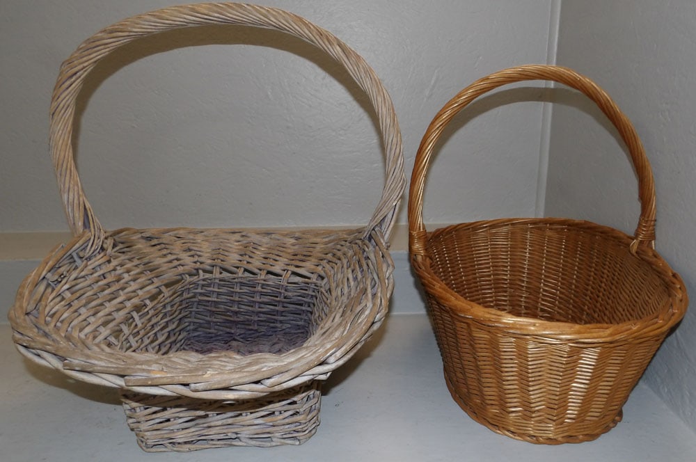 Two Wicker Baskets: Two Wicker Baskets . 24 1/4" H 26" W 21 1/2" D "ALL DESCRIPTIONS AND ANY CONDITION STATEMENT GIVEN BY LANGSTON AUCTION GALLERY ARE STRICTLY OPINIONS AND LANGSTON'S SHALL HAVE NO RESPONSIBILITY FOR