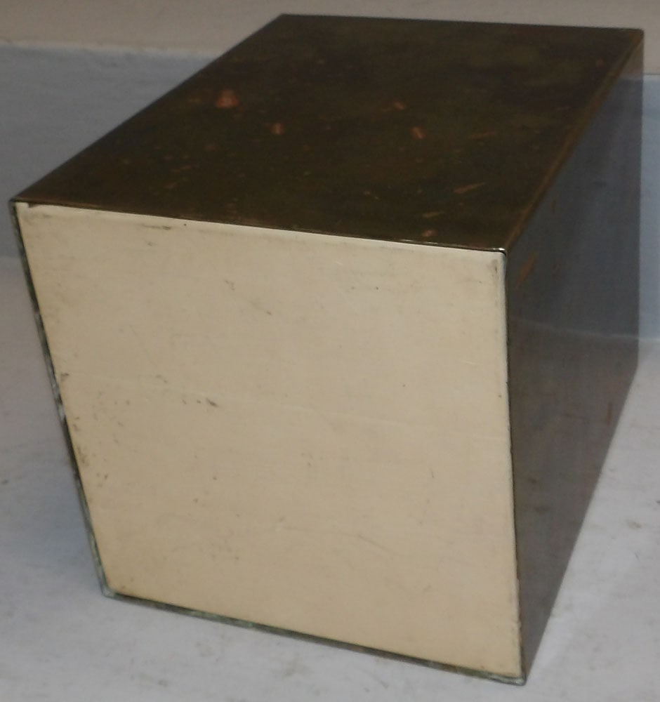 Brass Cube Form Table Top Pedestal - 2