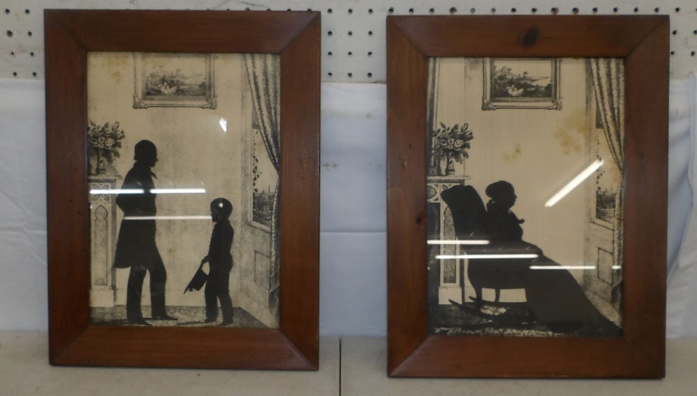 Two Framed Silhouettes: Two Framed Silhouettes . 17 3/4" x 13 3/4" "ALL DESCRIPTIONS AND ANY CONDITION STATEMENT GIVEN BY LANGSTON AUCTION GALLERY ARE STRICTLY OPINIONS AND LANGSTON'S SHALL HAVE NO RESPONSIBILITY FOR ERRORS 