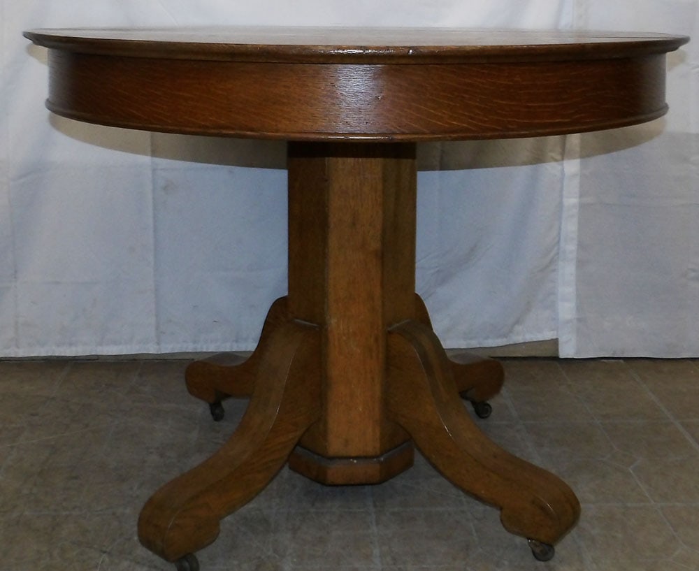 Antique Round Oak Dining Table (1 of 3)