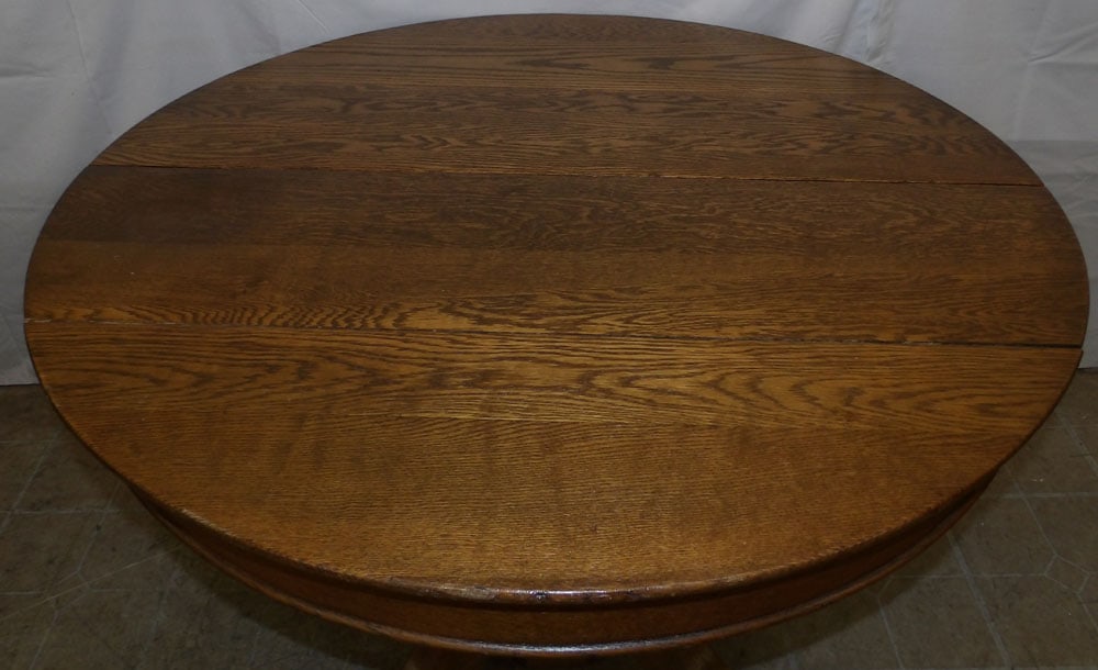 Antique Round Oak Dining Table - 2
