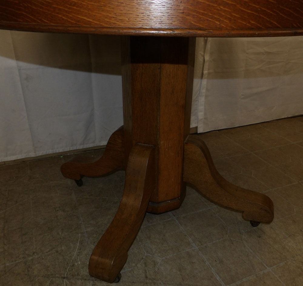Antique Round Oak Dining Table - 3