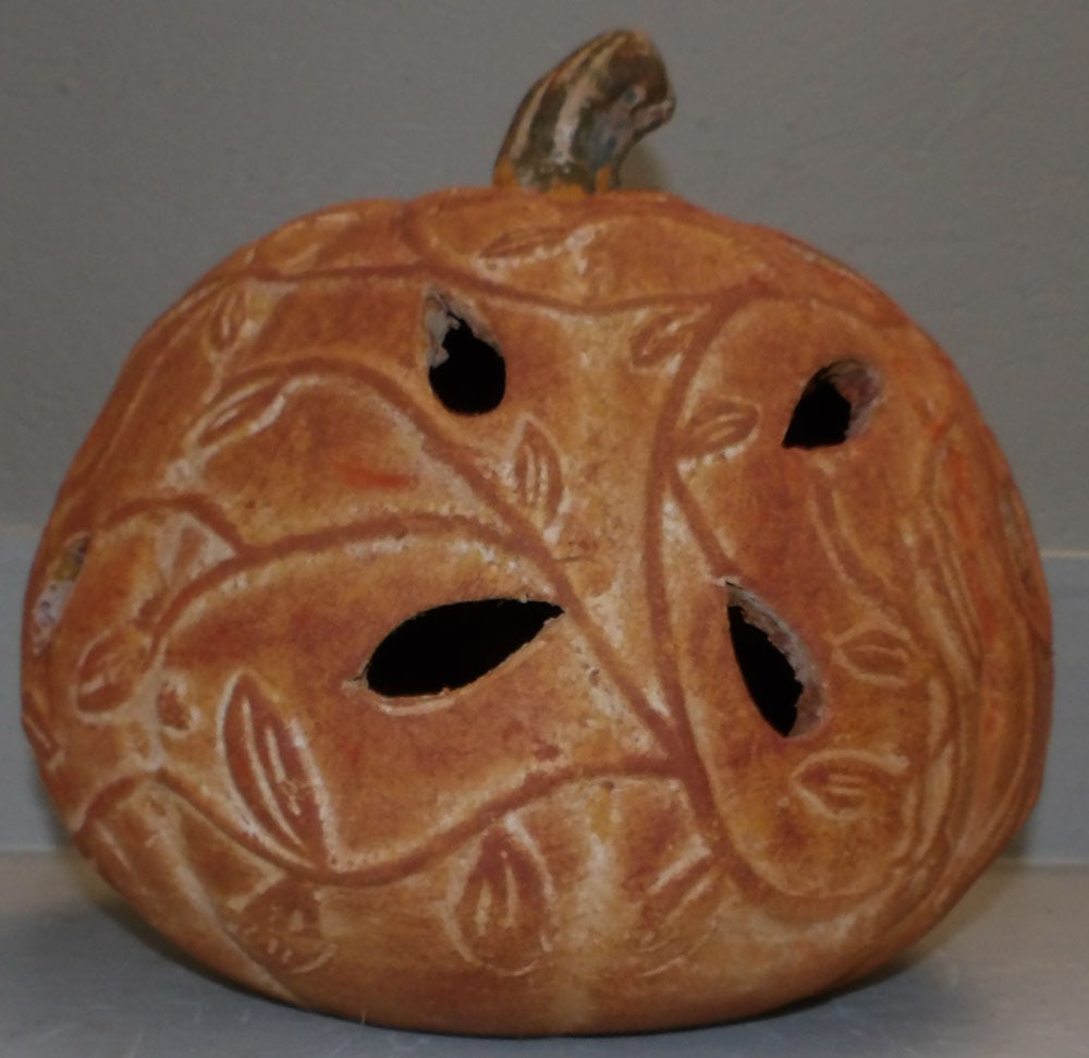 Pottery Pumpkin Form Lantern - 2