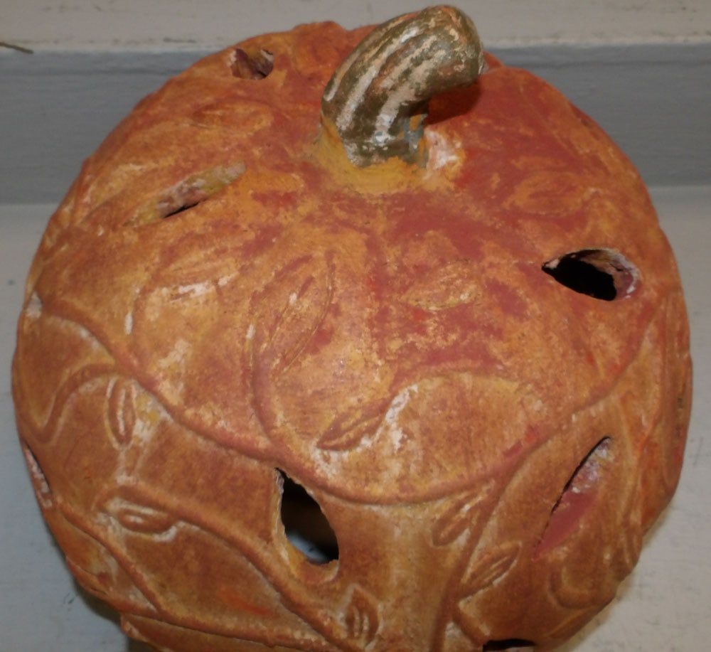 Pottery Pumpkin Form Lantern - 3