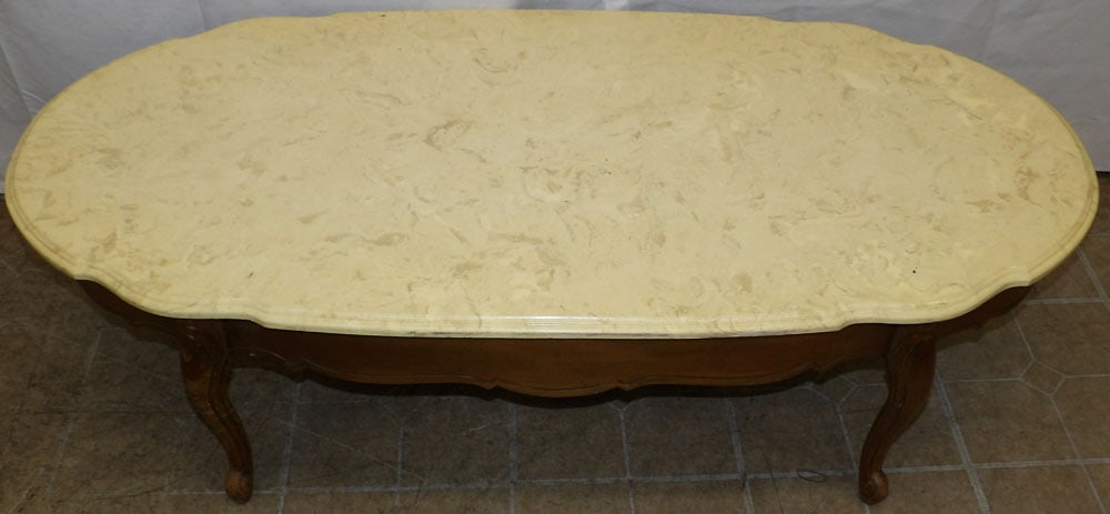 Cherry & Marble Top Coffee Table - 2