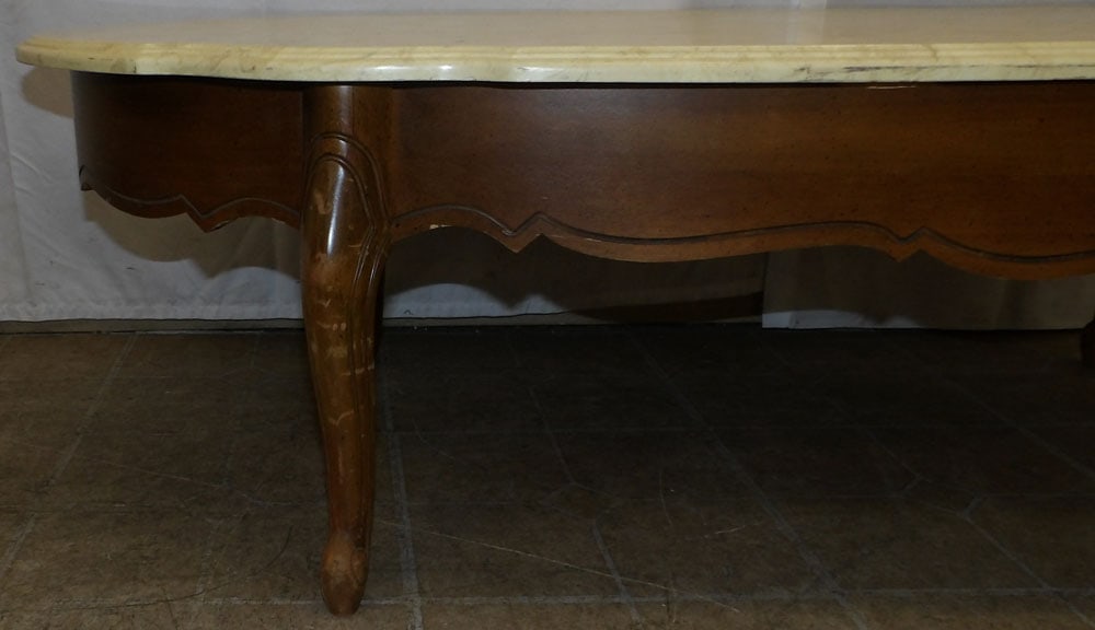 Cherry & Marble Top Coffee Table - 3