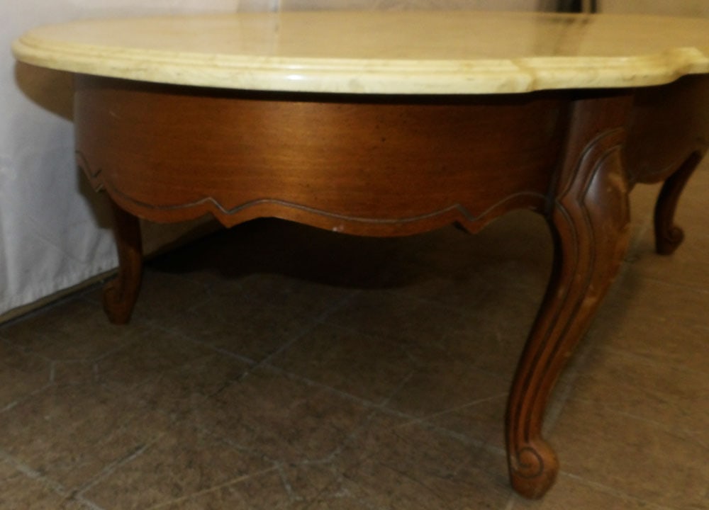 Cherry & Marble Top Coffee Table - 4