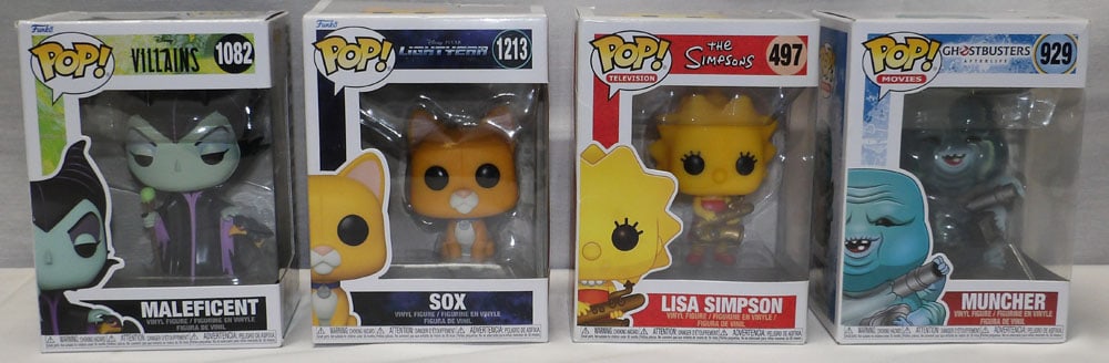 Lot of Four Funko Pops: Lot of Four Funko Pops . Each box: 6 1/4" H 4 1/2" W 3 1/2" D "ALL DESCRIPTIONS AND ANY CONDITION STATEMENT GIVEN BY LANGSTON AUCTION GALLERY ARE STRICTLY OPINIONS AND LANGSTON'S SHALL HAVE NO RESPONS
