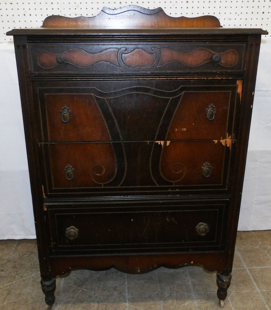 Antique Walnut Four Drawer Chest (1 of 9)