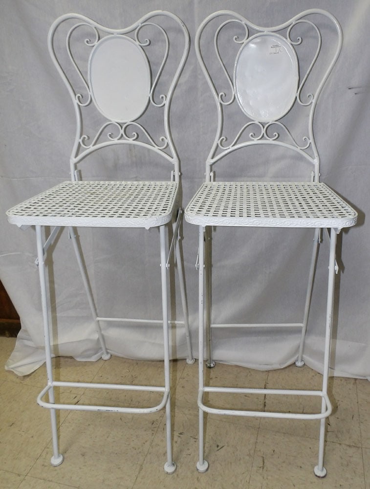 Two Painted Wrought Iron Bar Stools (1 of 4)