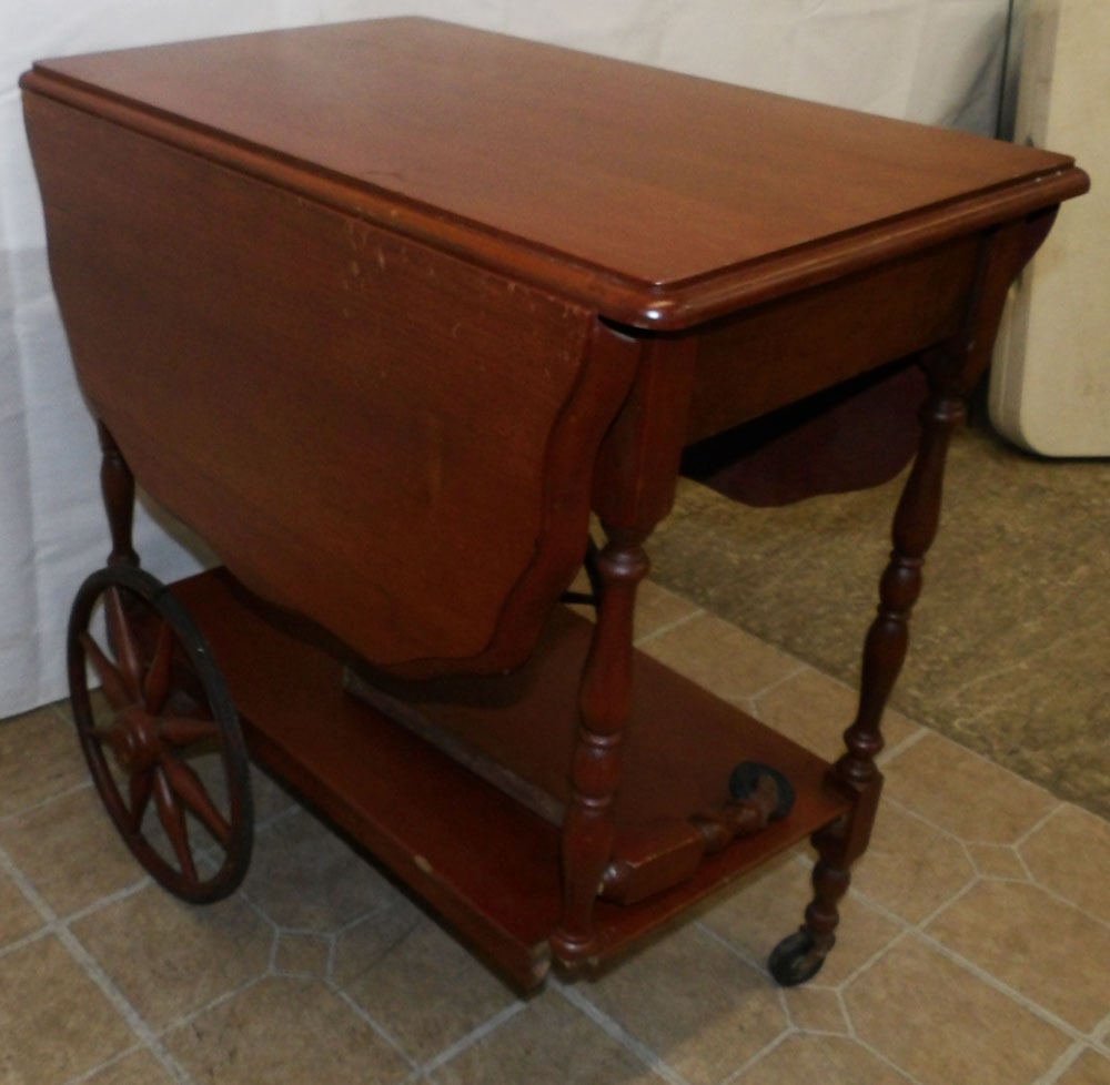 Walnut Tea Cart, As Found - 2