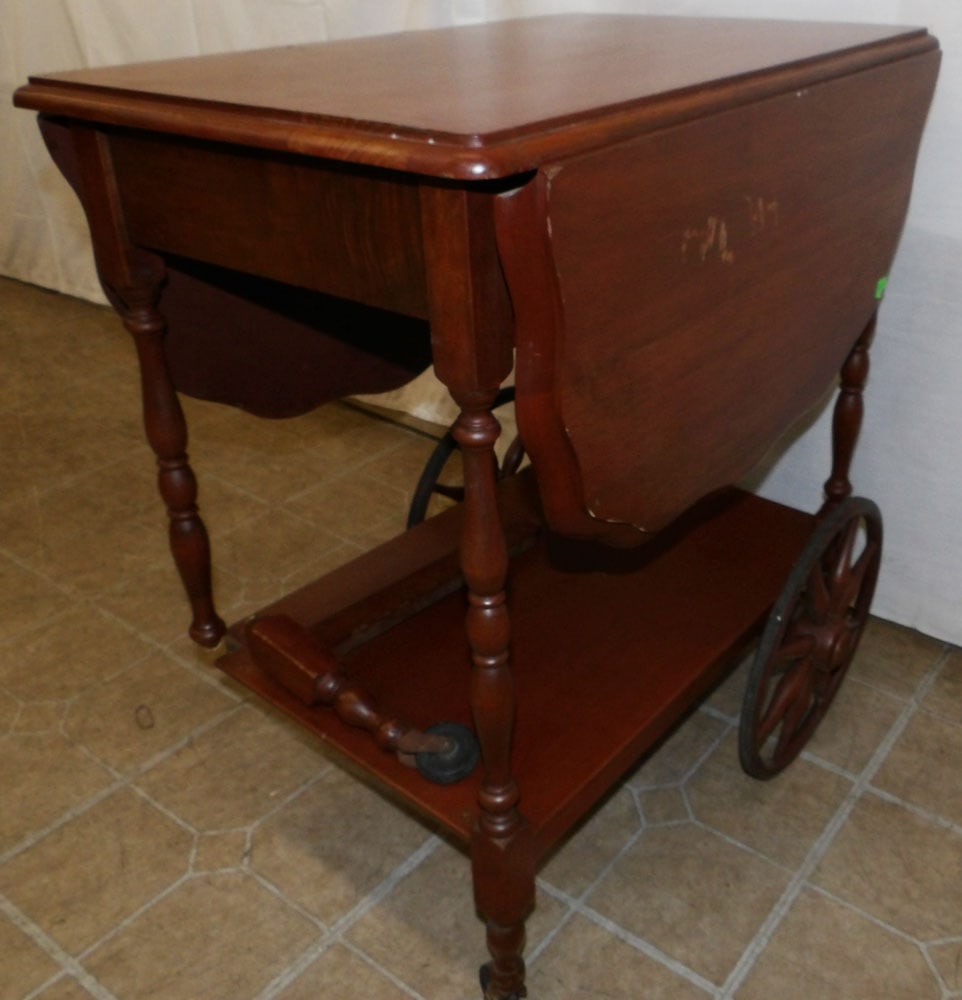 Walnut Tea Cart, As Found - 3