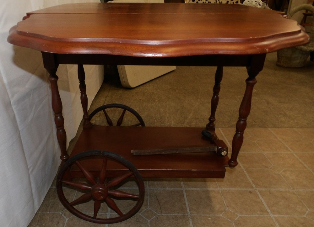 Walnut Tea Cart, As Found - 8