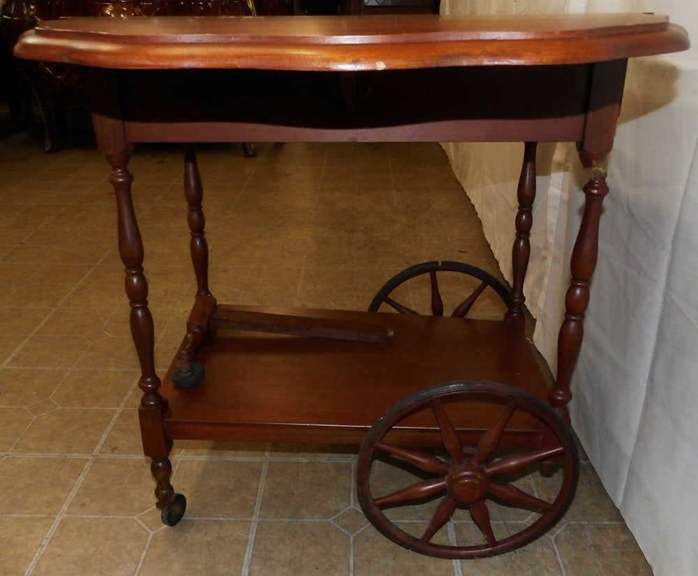 Walnut Tea Cart, As Found - 9