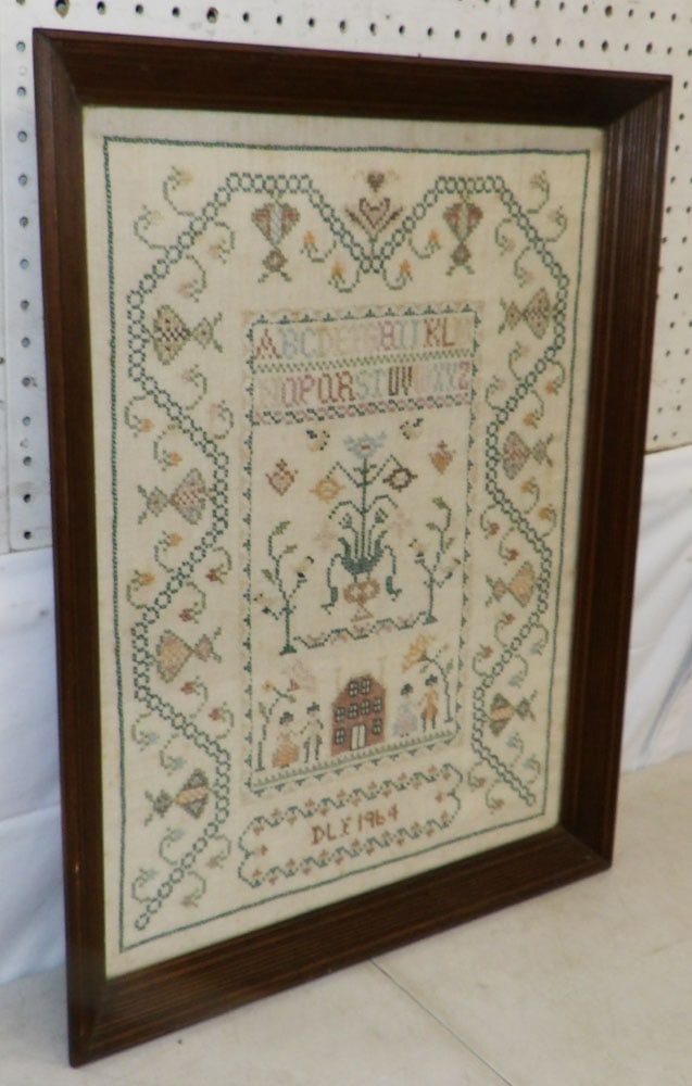 Framed Sampler: Framed Sampler . 26 1/2" x 20 3/4" "ALL DESCRIPTIONS AND ANY CONDITION STATEMENT GIVEN BY LANGSTON AUCTION GALLERY ARE STRICTLY OPINIONS AND LANGSTON'S SHALL HAVE NO RESPONSIBILITY FOR ERRORS OR