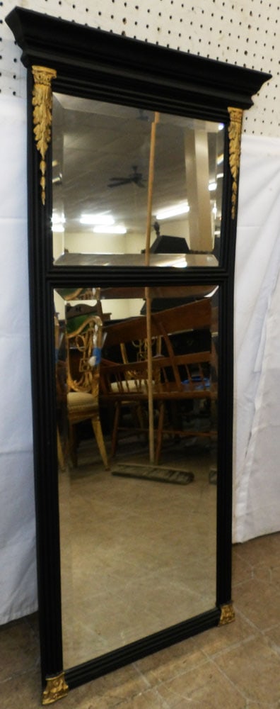 Painted Frame Bevel Edge Mirror: Painted Frame Bevel Edge Mirror . 48" x 21 3/4" "ALL DESCRIPTIONS AND ANY CONDITION STATEMENT GIVEN BY LANGSTON AUCTION GALLERY ARE STRICTLY OPINIONS AND LANGSTON'S SHALL HAVE NO RESPONSIBILITY FOR ER