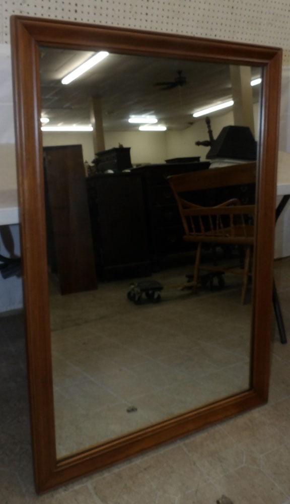Cherry Framed Mirror: Cherry Framed Mirror . 46" x 31 3/4" "ALL DESCRIPTIONS AND ANY CONDITION STATEMENT GIVEN BY LANGSTON AUCTION GALLERY ARE STRICTLY OPINIONS AND LANGSTON'S SHALL HAVE NO RESPONSIBILITY FOR ERRORS OR