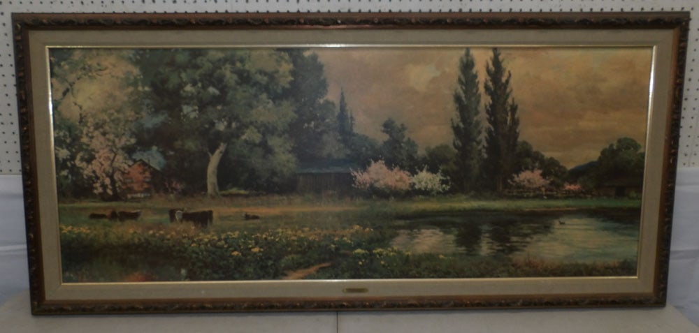 Large Framed Print Labeled Eternal Spring by Robert Wood: Large Framed Print Labeled Eternal Spring by Robert Wood. 30 1/2" x 66 1/2" "ALL DESCRIPTIONS AND ANY CONDITION STATEMENT GIVEN BY LANGSTON AUCTION GALLERY ARE STRICTLY OPINIONS AND LANGSTON'S SHALL
