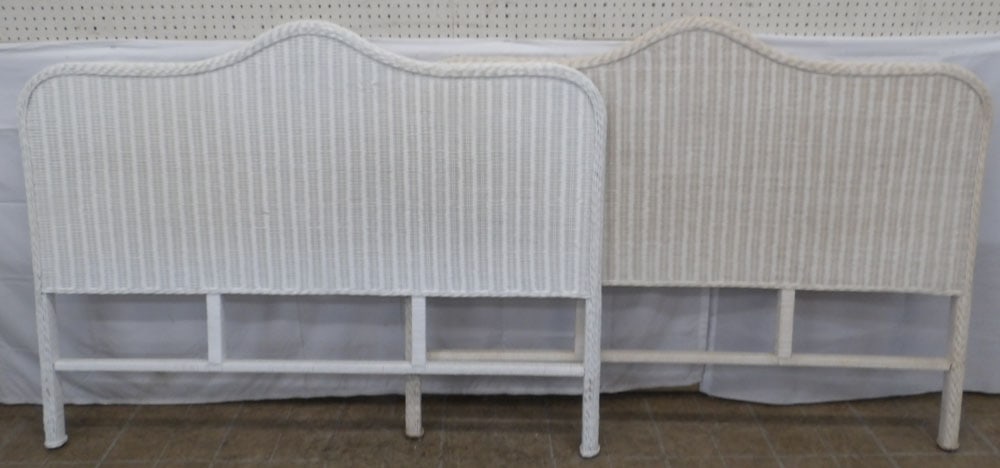 Pair of Painted Wicker Full Size Headboards: Pair of Painted Wicker Full Size Headboards . 46" x 59" "ALL DESCRIPTIONS AND ANY CONDITION STATEMENT GIVEN BY LANGSTON AUCTION GALLERY ARE STRICTLY OPINIONS AND LANGSTON'S SHALL HAVE NO